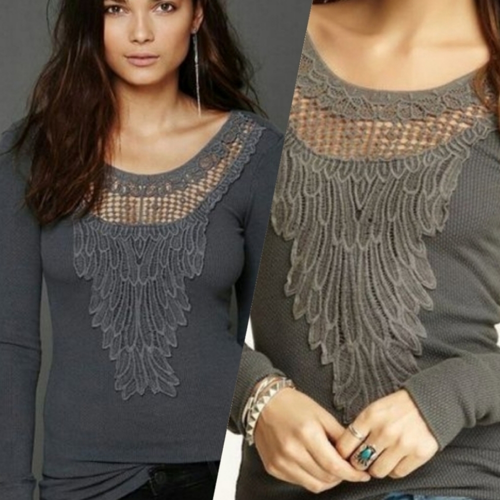 NEW NWT Free People XS Jack of all Trades Crochet Thermal Cuffs Gray Storm Rare